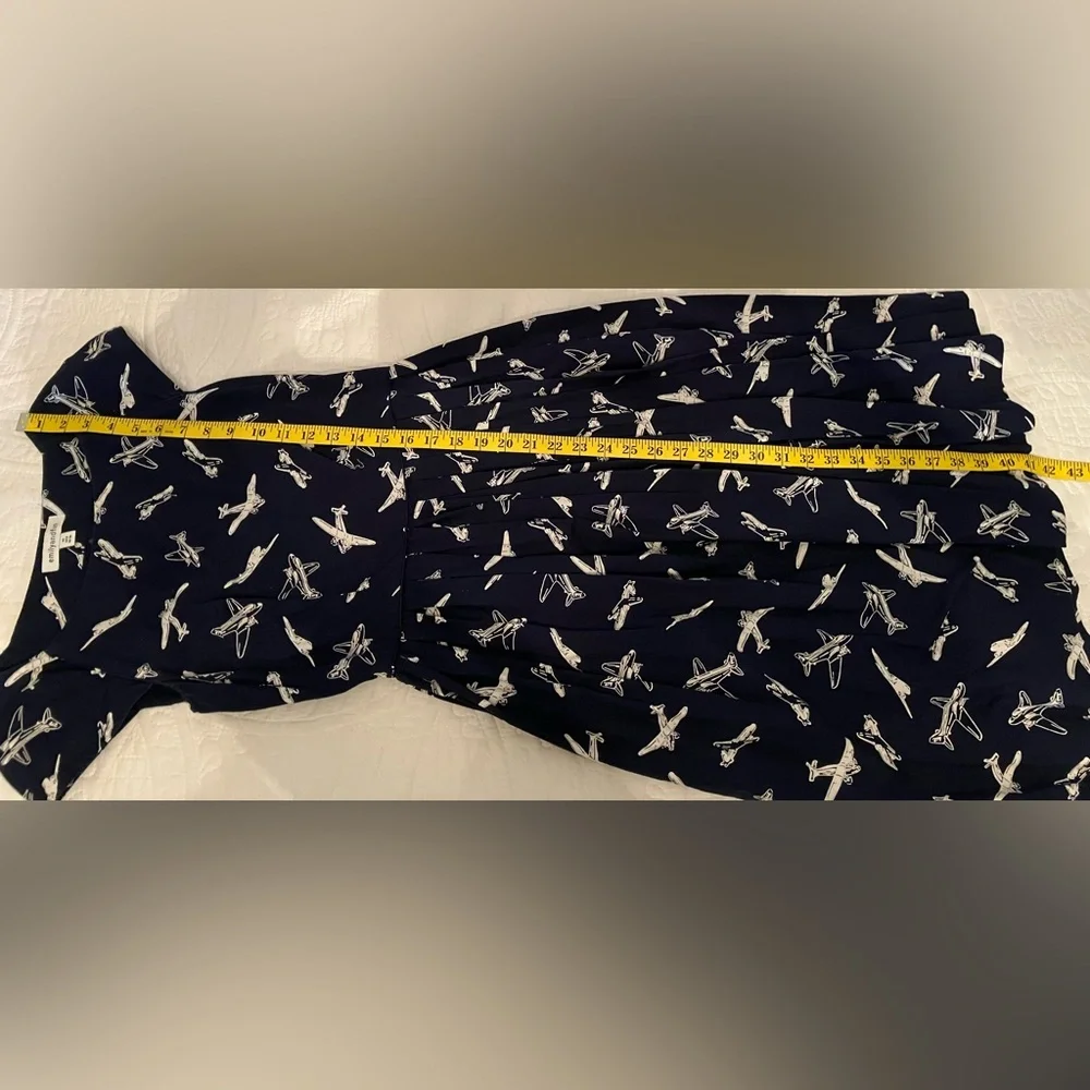 Vintage Modcloth Emily and Fin Airplane/Jet/Planes/Air Force Navy Cotton Dress - Picture 8 of 11